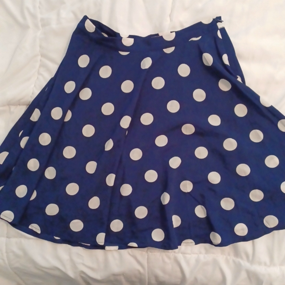 A-line polka dot navy blue skirt